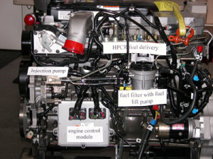 Driver's side of 2003 HPCR Cummins engine.