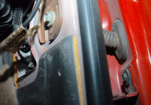 Bolt holds dash assembly in.