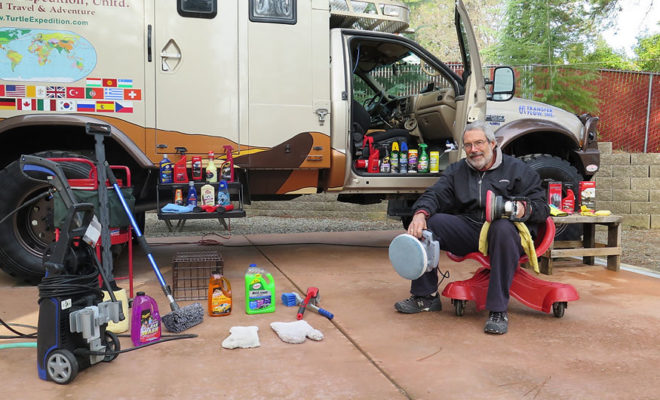An array of vehicle cleaning products.